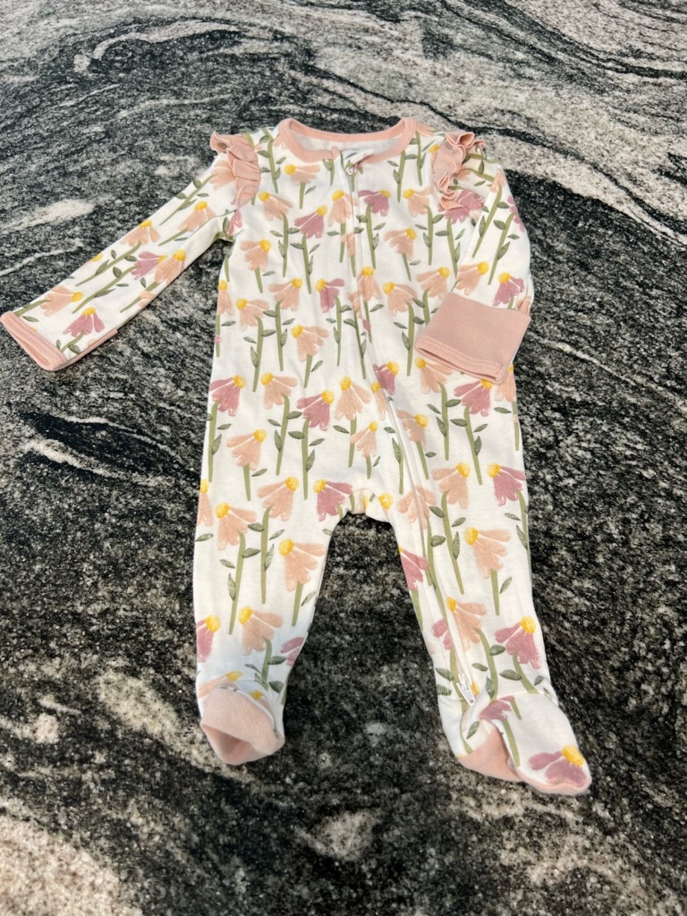 cloud island Pink Floral Footed One-Piece
